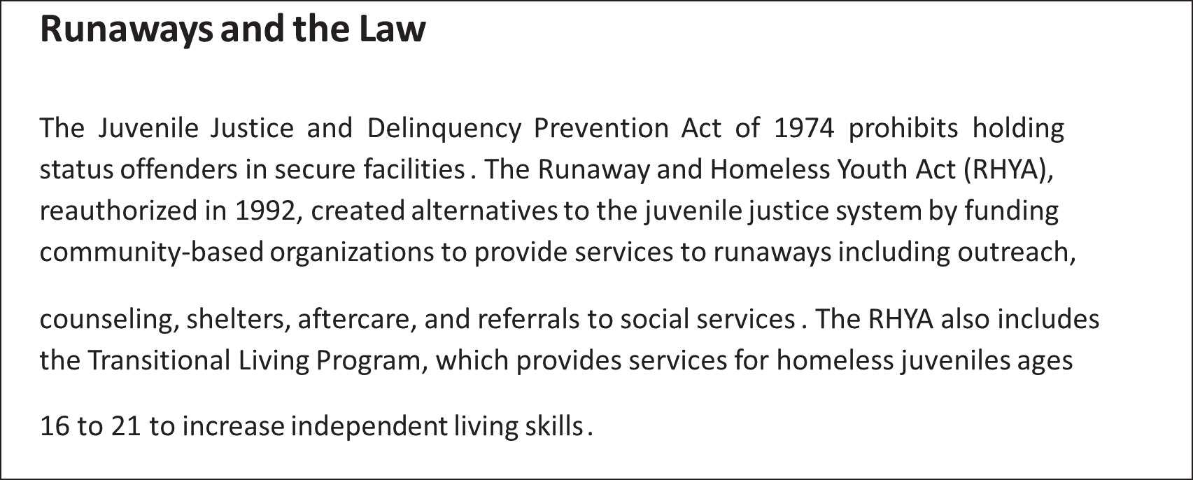 Runaways and the law text box